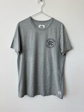 Reigning Champ Grey Crewneck Tee with Chest Logo - Size M - Made in Canada